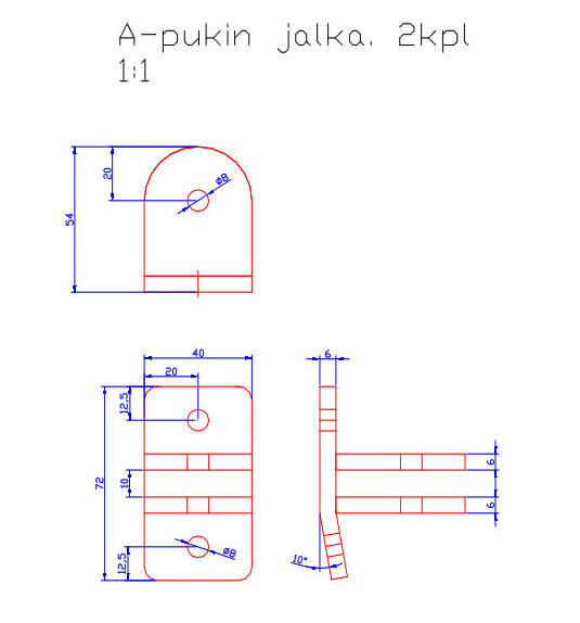 A-pukin jalka (kiinnitetään kanteen)