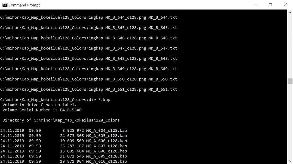 Sitten konvertoidaan kaikki kartat käyttämään samaa 128 värin palettia.Komento:magick original.png -remap palette.png resu