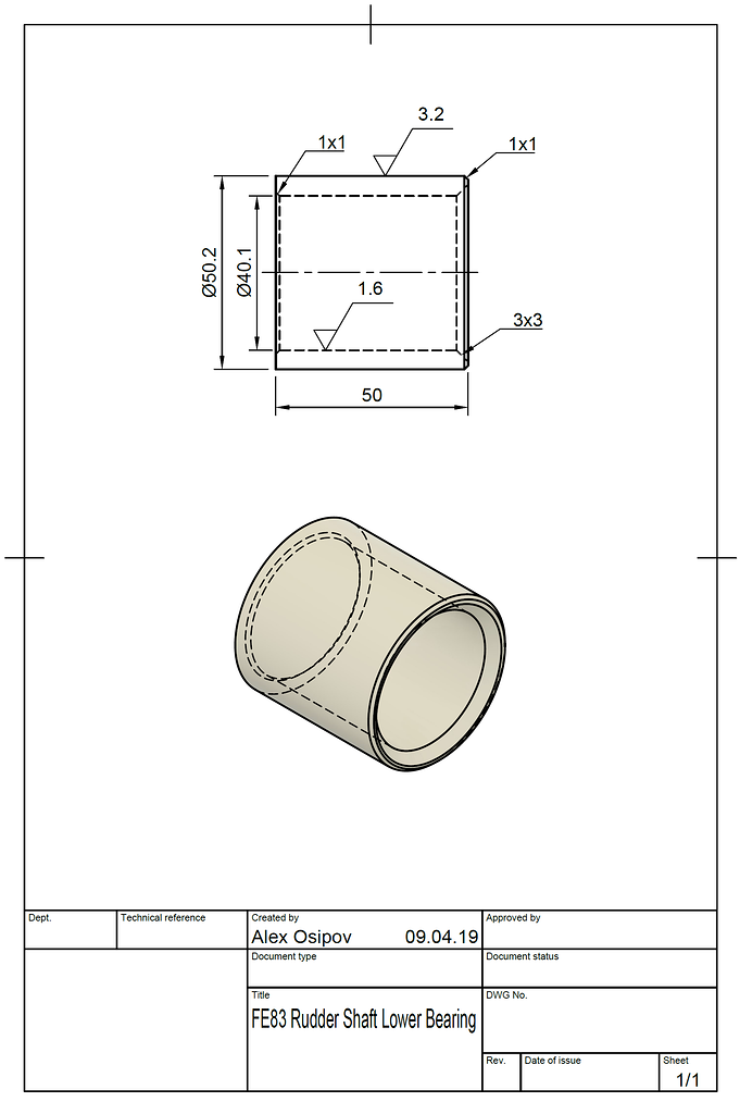 FE83 rudder shaft lower bearing