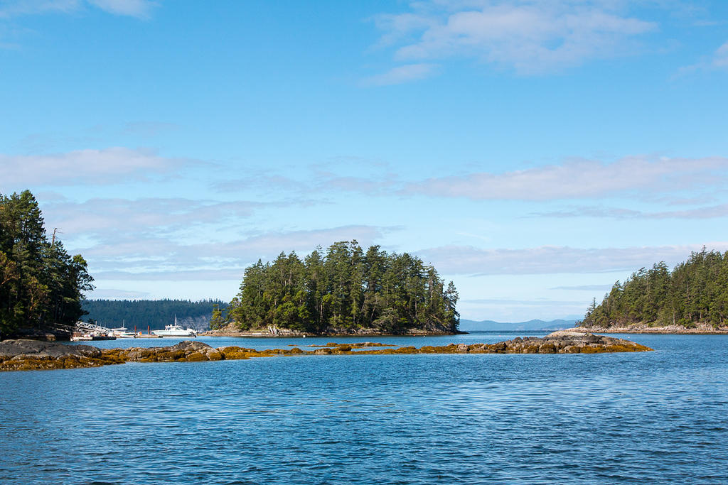 View from Secret Cove to Malaspina Strait.