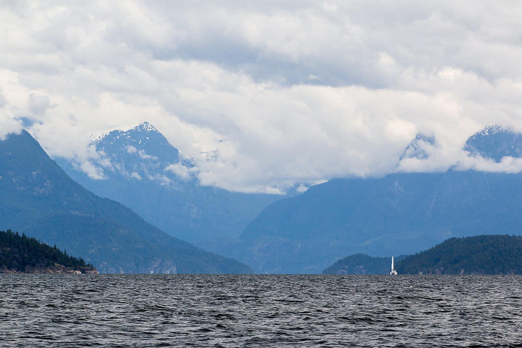 Desolation Sound. No gale warning, but still plenty of cloud.